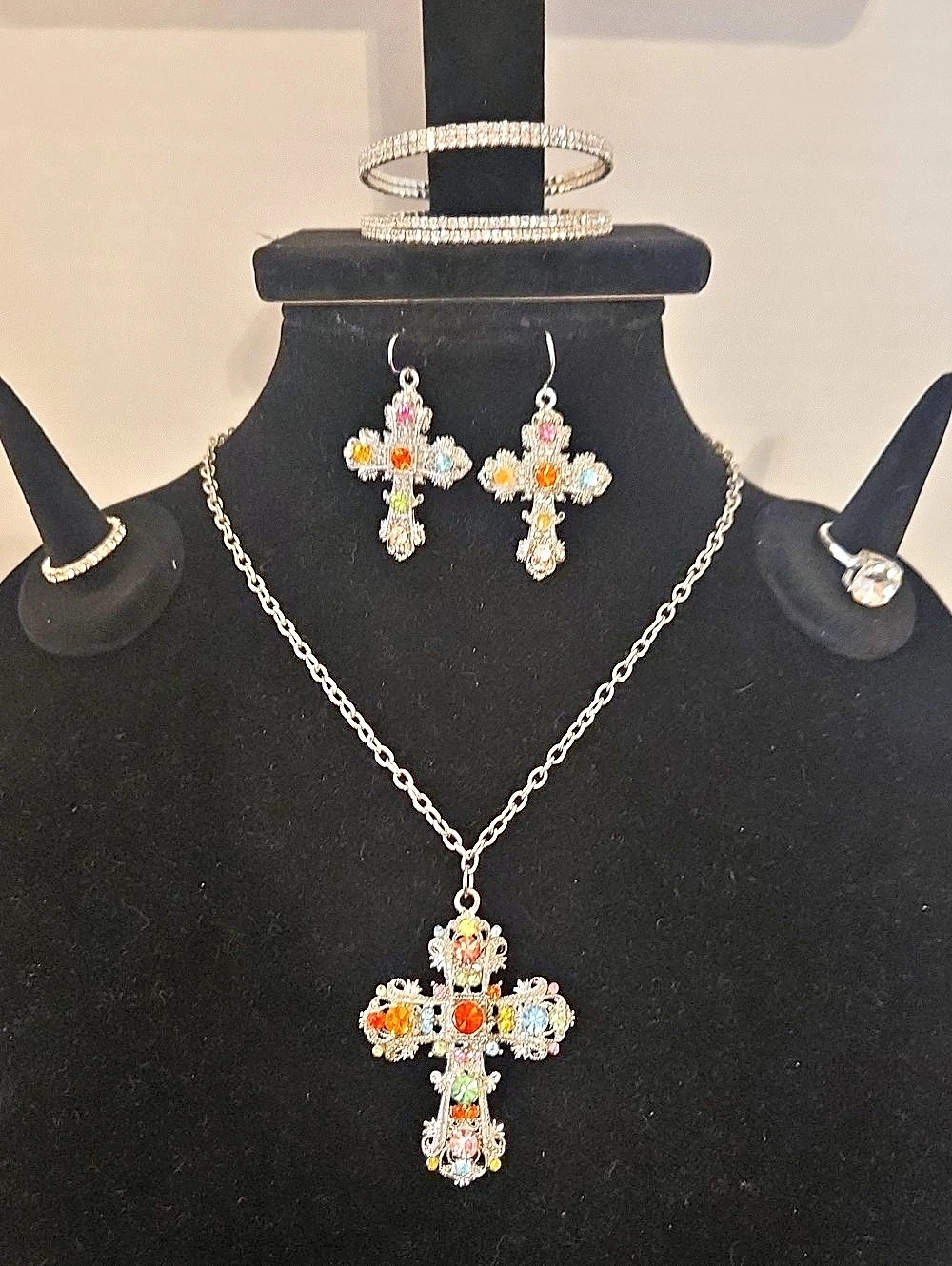 Multicolor Cross Jewelry Set